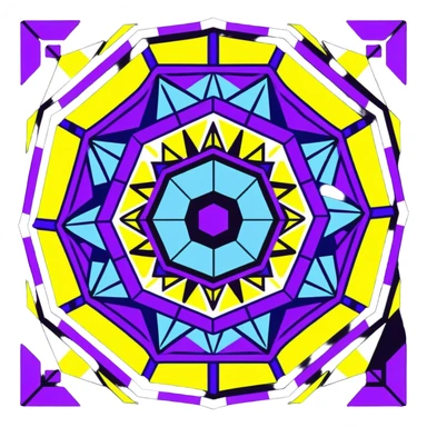 kaleidoscope effect with 6 facets, black, white, and neon yellow sticker