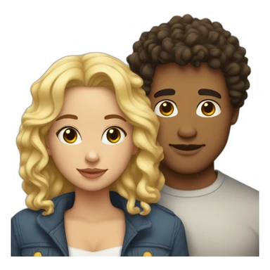 Light skin man with dark curly hair hugging a blonde curvy woman sticker
