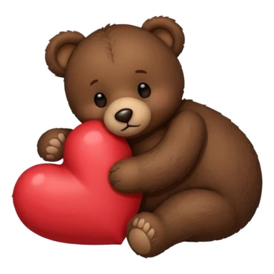 Dark brown sleeping teddy bear with heart  sticker