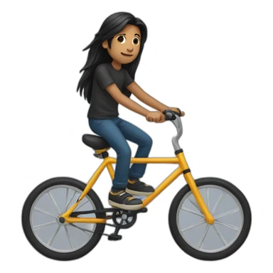 A boy with black long hair riding a bike  sticker