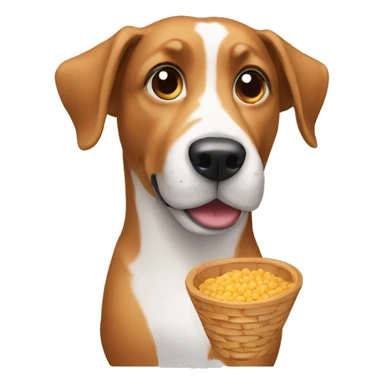 Dog with food sticker