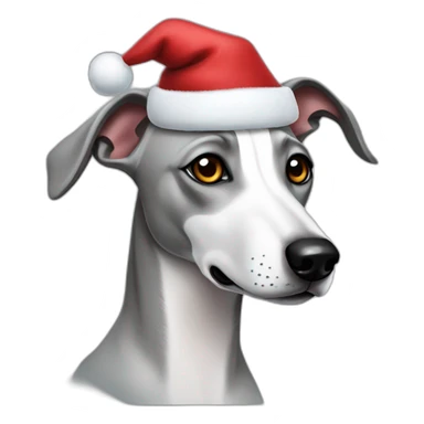 Grey Whippet santa sticker