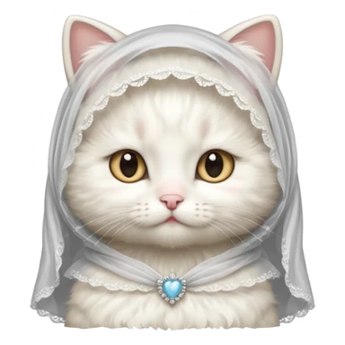 White kitty wearing a veil sticker