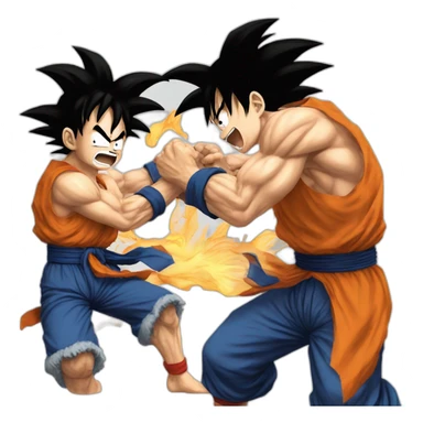 Goku beating up luffy sticker