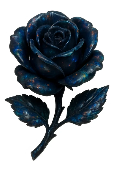 black Opal crystal rose flower, remove background sticker