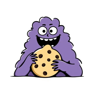 purple fluffy monster eating a cookie sticker