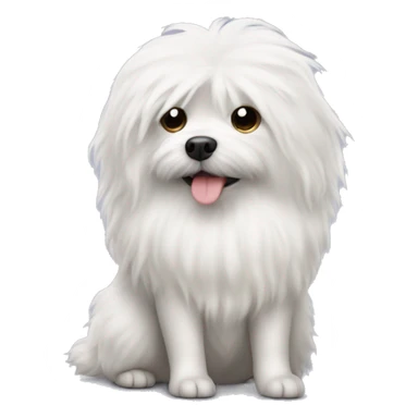 Small white fluffy dog pooping on bed sticker