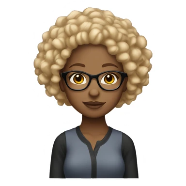 Light skinned Black girl with blonde curly hair and glasses sticker