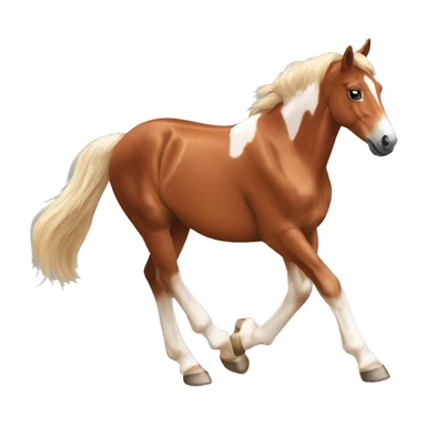 Chestnut horse with white, cheeky playful horse, young horse foal filly horse yearling playful trotting sticker