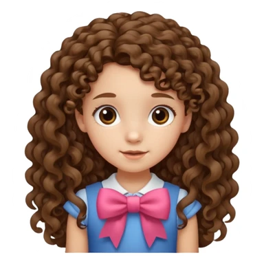 brown ten year old girl  with curly long hair with a bow  sticker