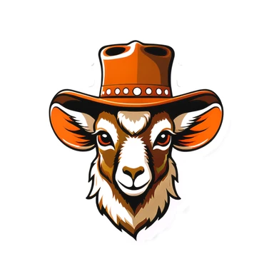Goat wearing Cowboy hat sticker