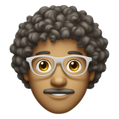 Curly hair man, white, thin round glasses sticker