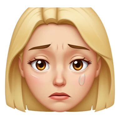 Female face looking upset and distraught, tears in eyes, frowning deeply sticker
