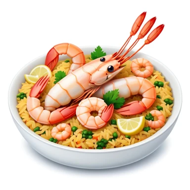 A plate of delicious seafood rice with prawns sticker