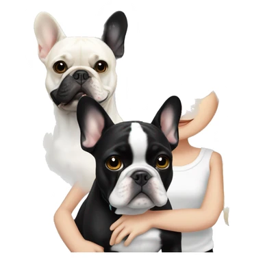 black/white french bulldog with blonde girl sticker