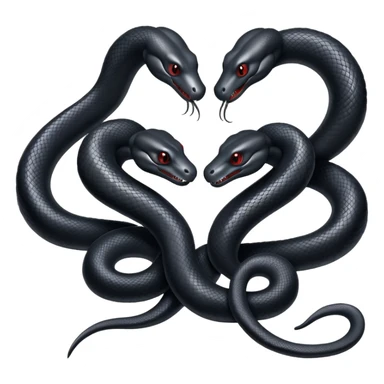 Two black snakes making a heart sticker