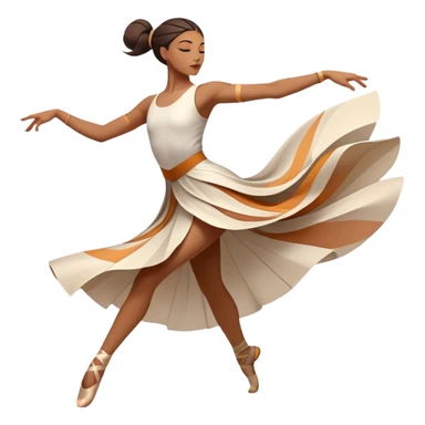 Icon for Contemporary Dance: a dancer in dynamic motion, wearing comfortable attire, with abstract shapes and movement lines in the background. The icon should represent the expressive and creative nature of contemporary dance. Transparent background. sticker