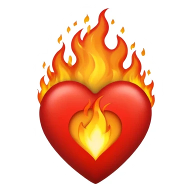 Black and red heart on fire sticker