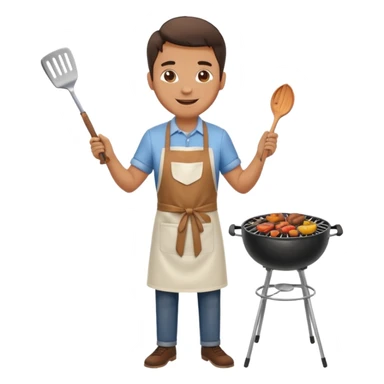 man cooking barbecue full-body sticker