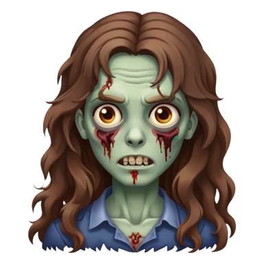a zombie with long brown wavy hair and brown eyes  sticker