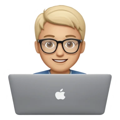 happy Graphic designer whit a MacBook sticker
