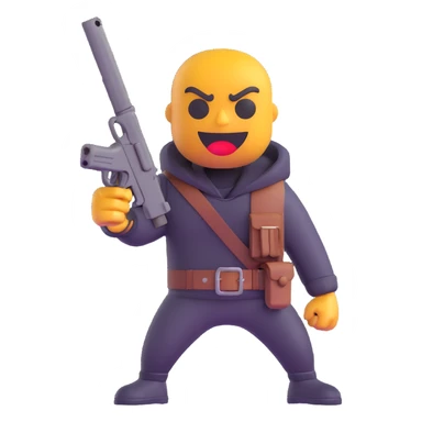 Tarkov-Killa emoji, holding a weapon, aggressive pose sticker