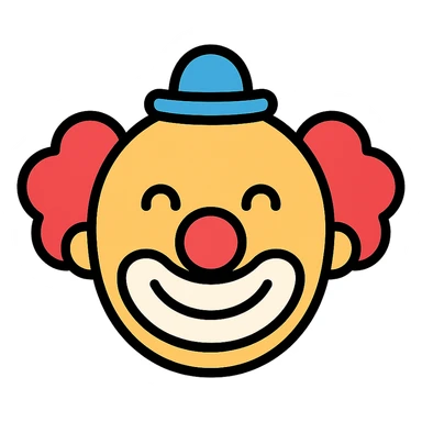 clown face icon in color with black outlines sticker