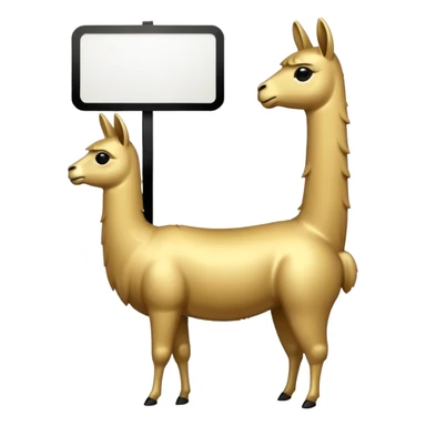 A small golden llama silhouette holding a white sign sticker