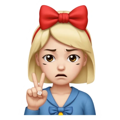 sad face with a bow on head and middle finger sticker