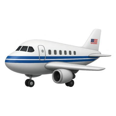 Create an emoji of a passenger airplane based on the provided photo, closely resembling the Apple emoji style. The emoji should have no background and capture the look and feel of Apple's emoji design for airplanes. sticker