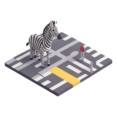 3D style zebra crossing, realistic shadows, perspective sticker