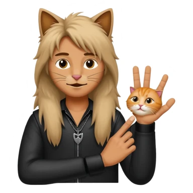 Rock star fingers on cat sticker