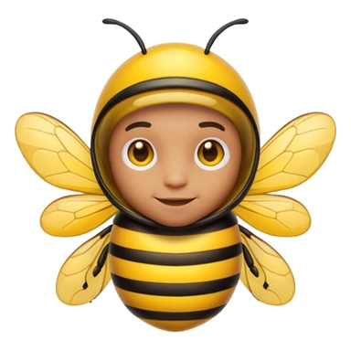 Convert this into a cute emoji-style bee with a human male face. Use bold outlines, bright colors, smooth shading, and a clean glossy sticker look. Transparent or white background. sticker