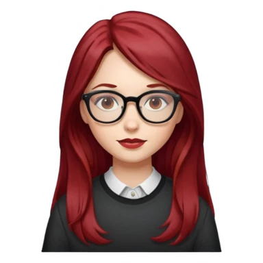 girl with long dark red hair and and glasses sticker