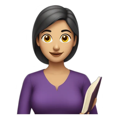 Armenian women with the purple clothes reading book and looking at camera and smiling  sticker