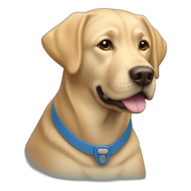 Labrador avec une cape bleu a côté d'une personne en fauteuil roulant sticker