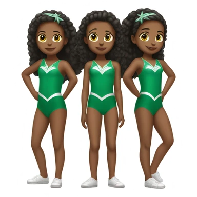 Twin girls wearing green eagles leotards sticker