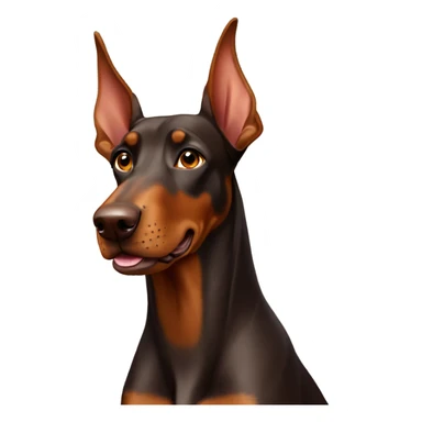 Brown Doberman without cropped ears looking forward and happy  sticker