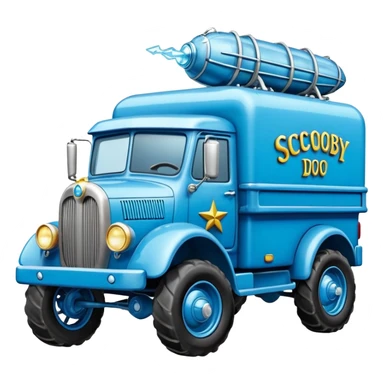 The Flintstones shiny crushed iced-blue frozen Scooby Doo 1915 Lightning Bug busters liquidator’s antique long wheelbase off-road moving truck  sticker