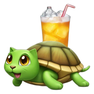 a cat with a soda on a turtle sticker