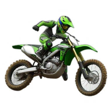 Un homme qui est sur une moto cross yamaha et qui fait des saut grâce à une bosse en terre et qui a les cheveux blond bouclés aux yeux vert  sticker
