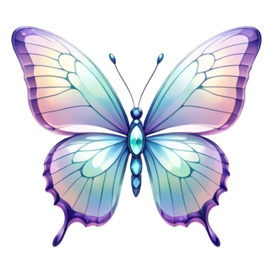 Sparkly glossy Pastel white iridescent glass crystal butterfly sticker