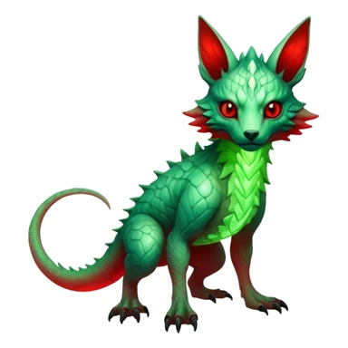Cool Edgy Green Red ethereal badass Fionbri-Vernid-Trico-animal-creature full body sticker