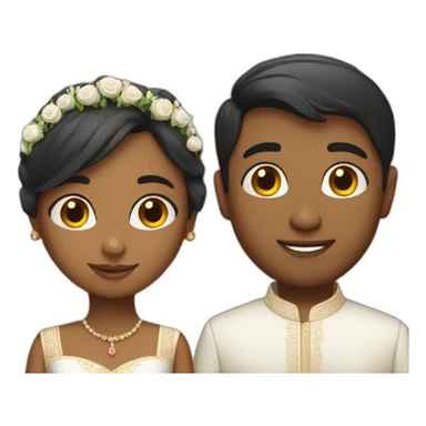 indian girl with short hair and american boy getting married  sticker