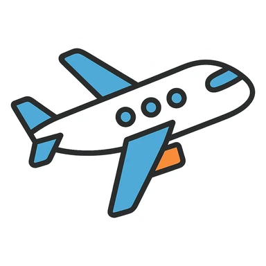 Make the airplane blue and white with no background, keep the original Color Outline icon style. sticker