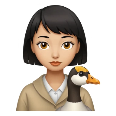 goose with cropped black hair and swoop bangs over one eye sticker