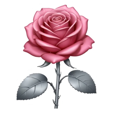 gray metal chrome rose, without green leaves, just flower sticker