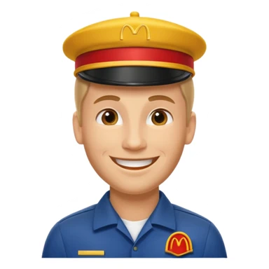 caucasian male McDonald's worker sticker