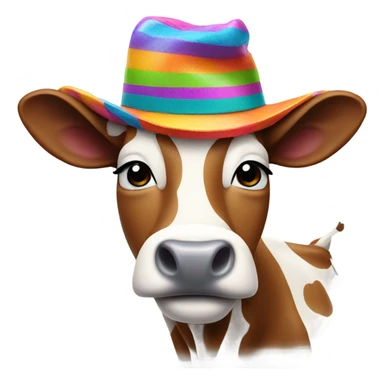 Cow with hat sticker