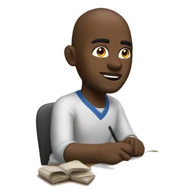 Mike Jordan is sitting at his laptop, writing something. sticker